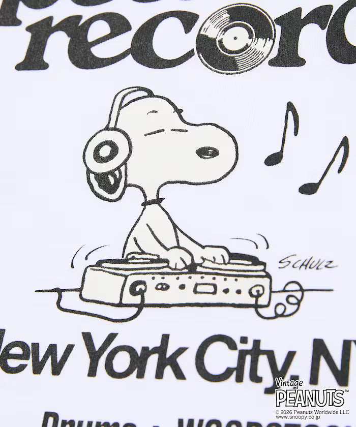 PEANUTS/Peanuts Exclusive Big Silhouette Back Print Crew Neck T-Shirt/Records [Limited Edition]