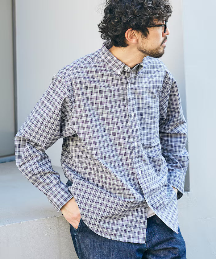 AIRDRY HIGH TECHYARN High-performance Material Oxford Button-down Shirt Long Sleeve - Other/Pattern 1