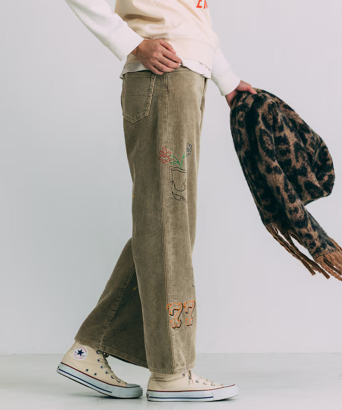 Chain Stitch Corduroy Pants