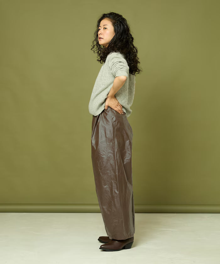 Leatherette Easy Tuck Pants