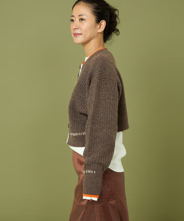 Short Length Color-block Knit Cardigan