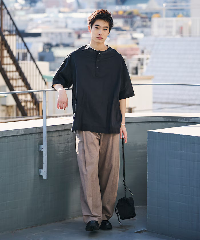 Relax Fit Relaxed Fit Henley Neck Pullover Shirt [Limited Edition]