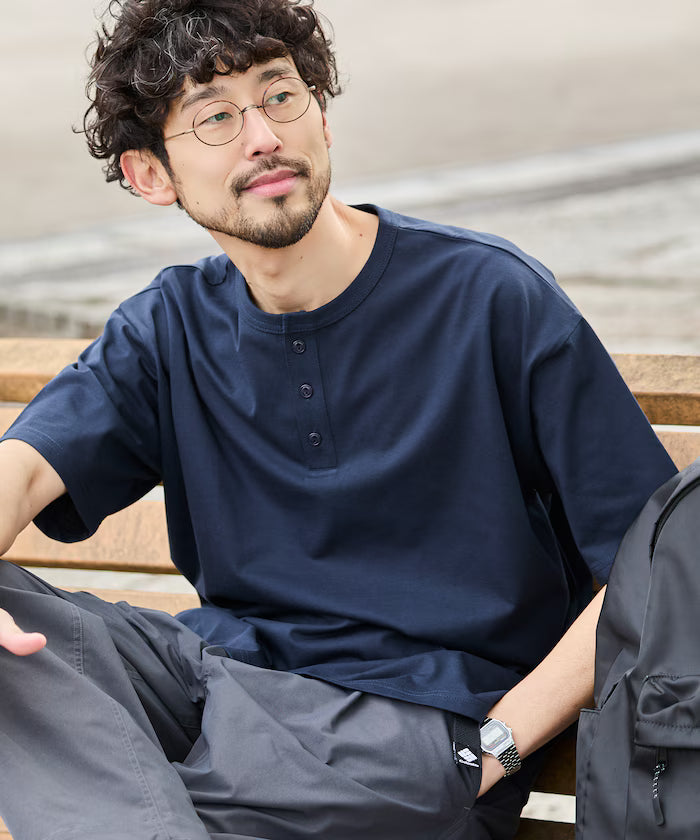 STORATECH/Stratech Lightweight Henley Neck T-Shirt/Antibacterial/Odor Resistant/Antimicrobial/UV Cut/Contact Cooling/Dry Fast 【Limited Edition】