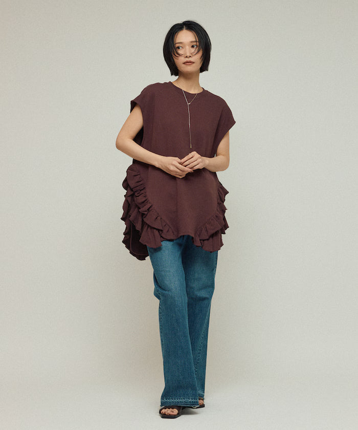 Organic Cotton Frill Hem Top / Relaxed Fit / French Terry Sweat / Best