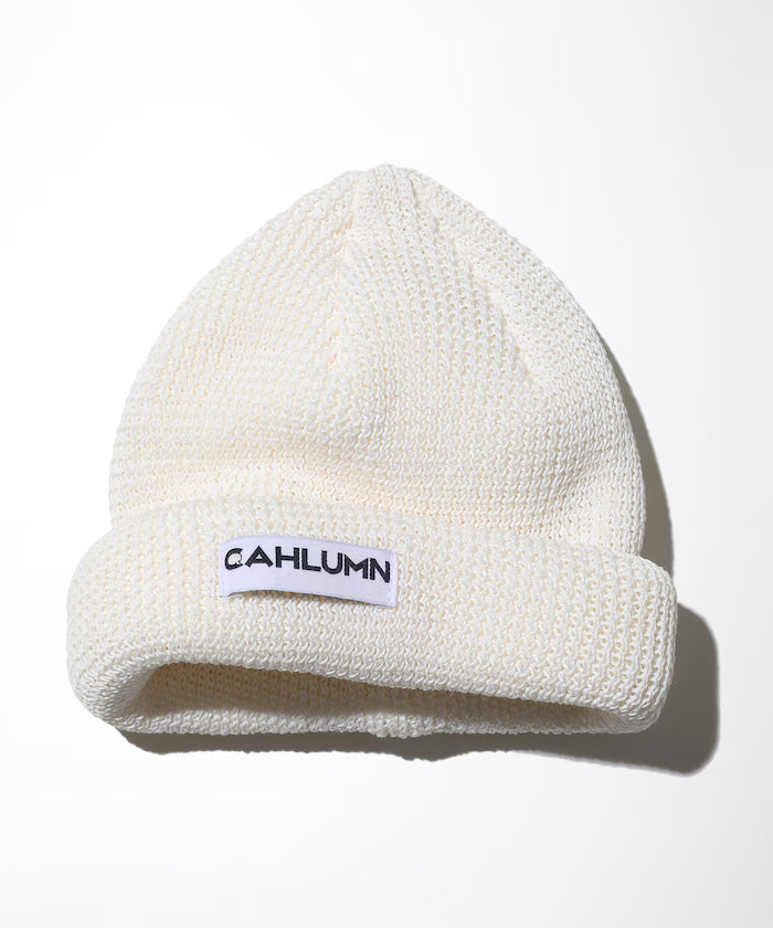 Straw Yarn Roll Knit Cap - Off-White