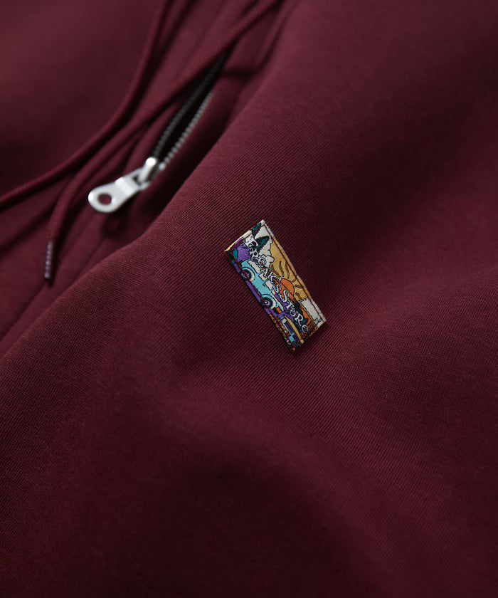 Big Silhouette Spindle Cardboard One Point Logo Sweat Zip-Up Hoodie