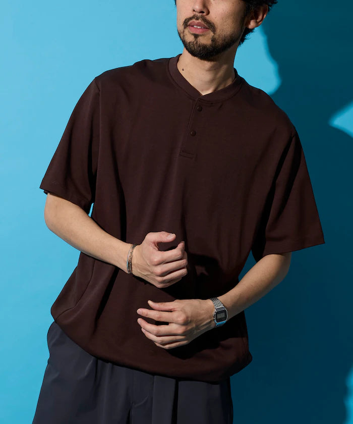 SUPER ICE / Super Ice Henry Neck Spindle T-Shirt Contact Cold Sensation / Quick Drying / UV Cut
