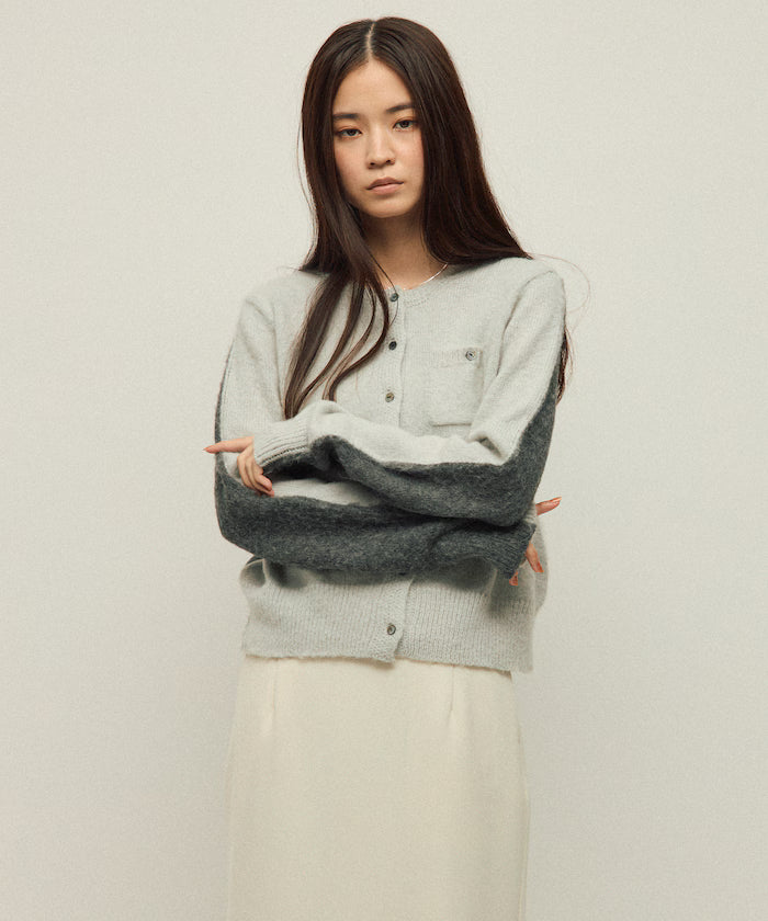 Alpaca Blend Bicolor Knit Cardigan