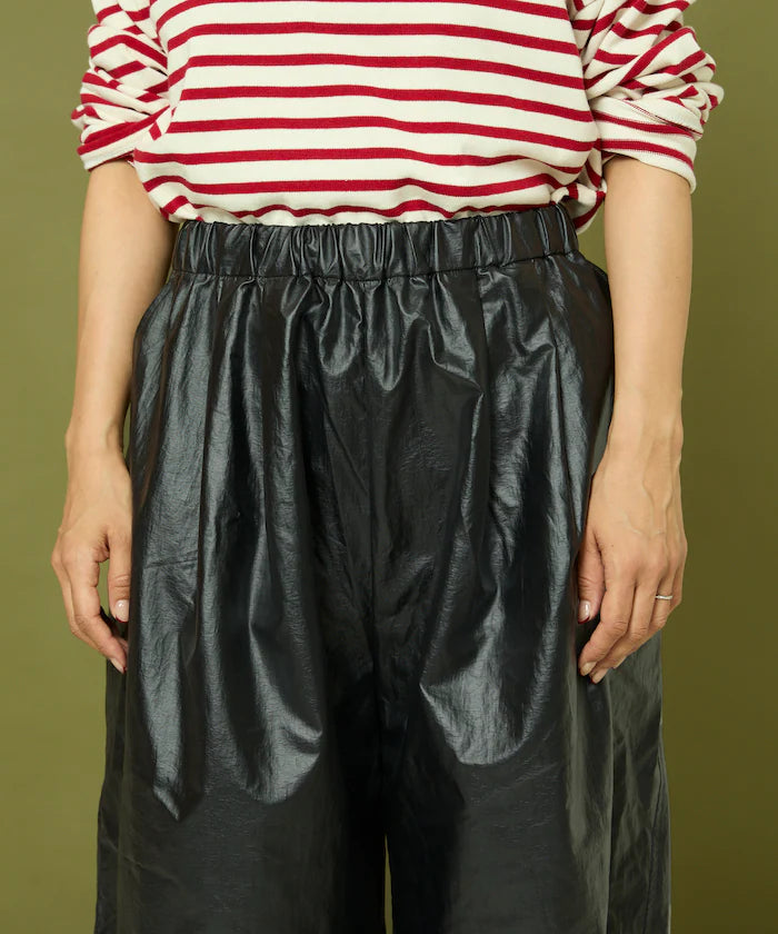 Leatherette Easy Tuck Pants