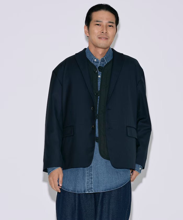 Sleeve-Contrast Tailored Jacket / Relaxed Fit