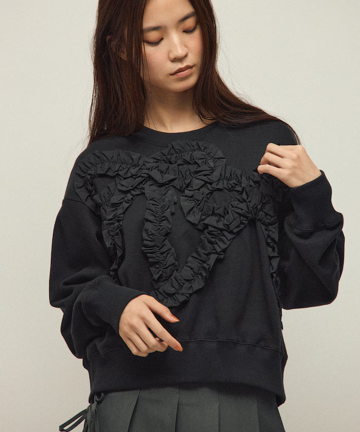 Organic Cotton Gather Ribbon Sweat / Relaxed Fit / French Terry Sweat