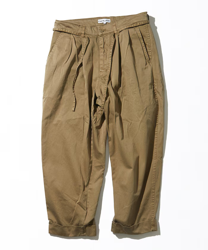 Extra Long Staple Organic Cotton 2 Tuck Chino Pant - Beige