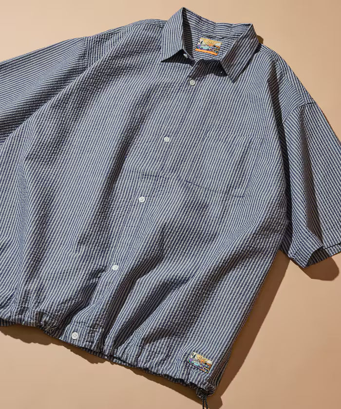 FREAK'S STORE for BEACH & FES Seersucker Spindle Regular Collar Short Sleeve Shirt