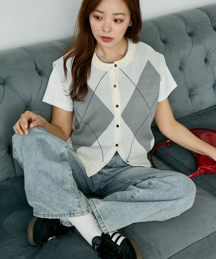 Summer Knit Argyle Vest Limited Edition
