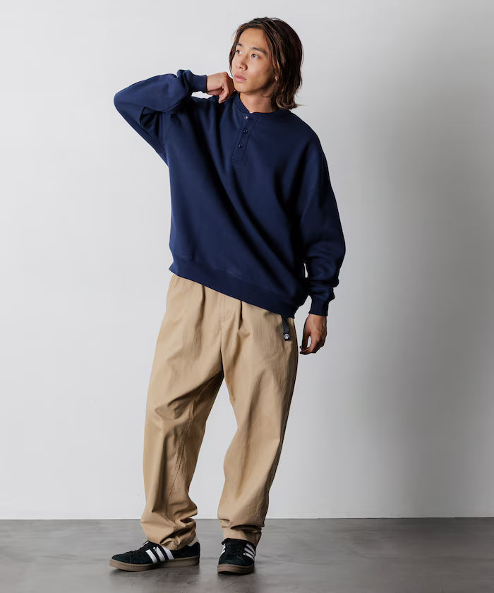 Big Silhouette Henley Neck Sweat Pullover [Limited Edition]