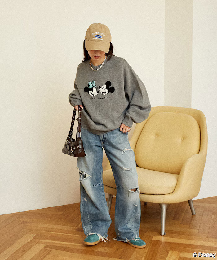 Mickey Mouse & Minnie Mouse/Mickey Mouse & Minnie Mouse/Sagara Embroidery Oversized Knit Limited Edition