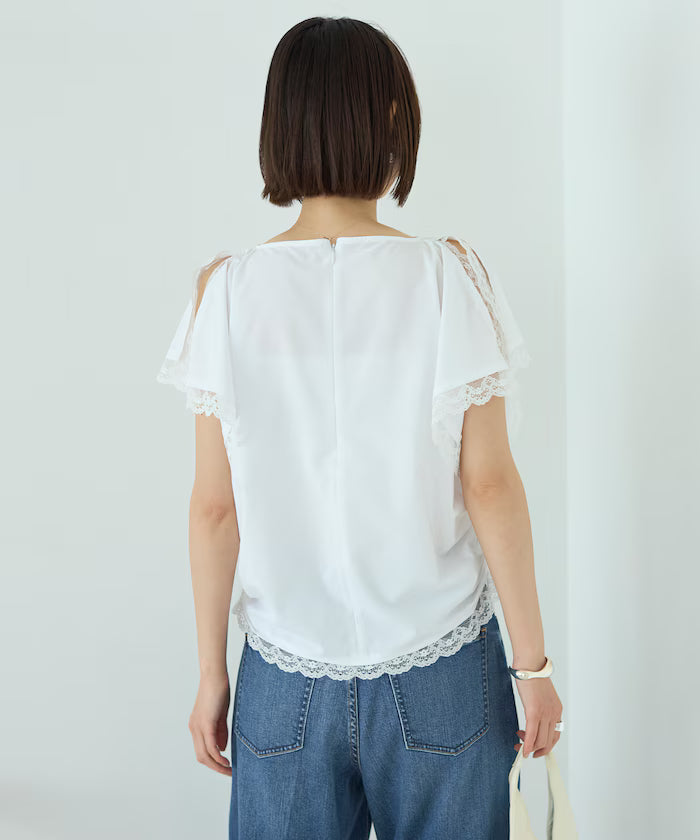 Handkerchief Sleeve Shirring Blouse