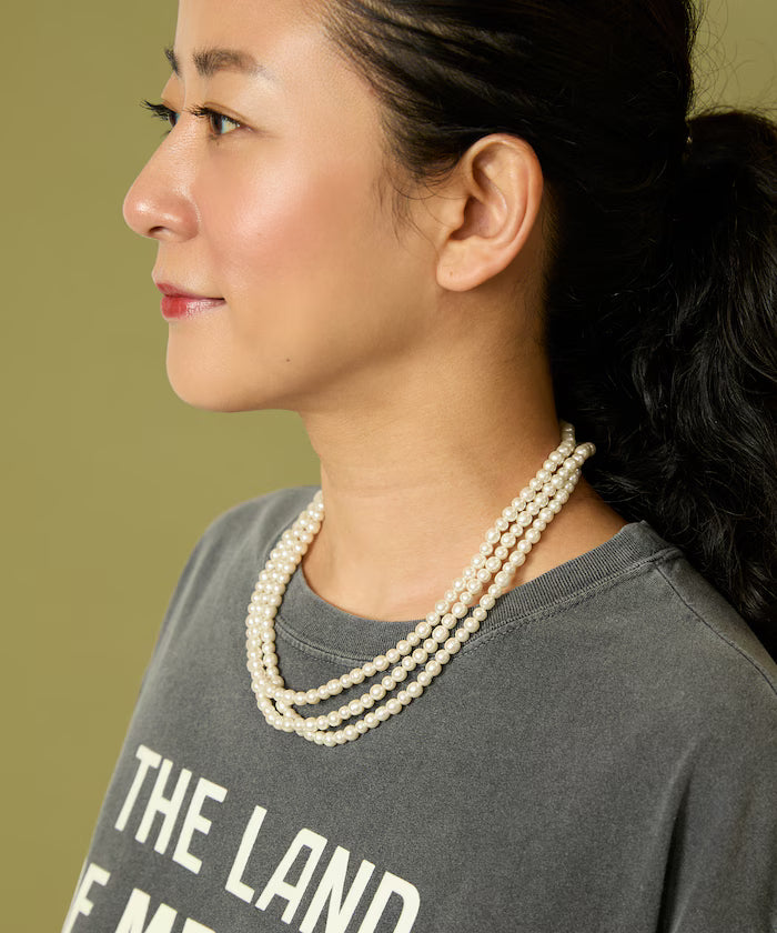 Glass Hand-rolled Pearl Long Necklace 140cm