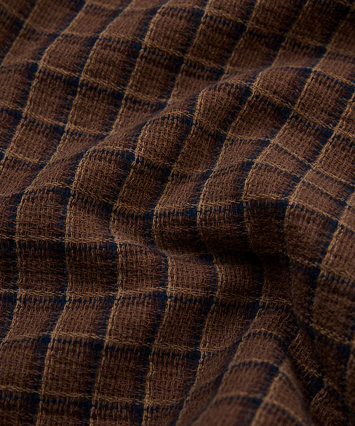 AUSTRALIAN COTTON Open Collar Check Shirt Short Sleeve