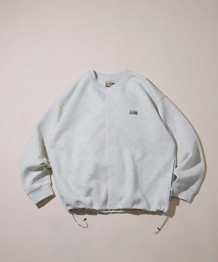 Big Silhouette Cardboard One Point Logo Snap Button Spindle Sweat Cardigan