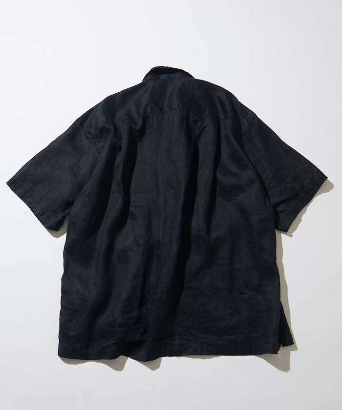Linen Open Collar Short Sleeve Shirt