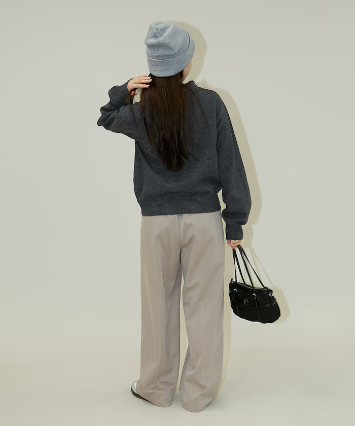 Polo knit pullover with flower motif - limited edition