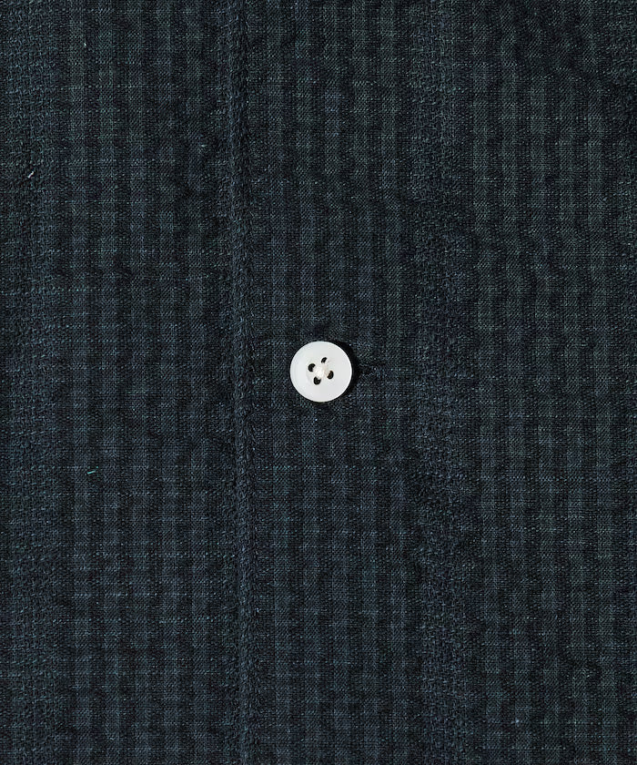 Seersucker Spindle Open Collar Short Sleeve Shirt