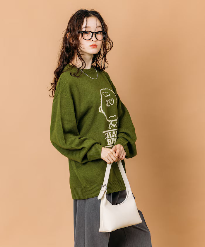 PEANUTS/Peanuts Exclusive Relaxed Fit Jacquard Crewneck Knit / Charlie Brown [Limited Edition]