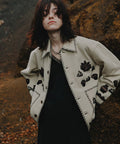 Indian Embroidery Wool Mexican Jacket - White