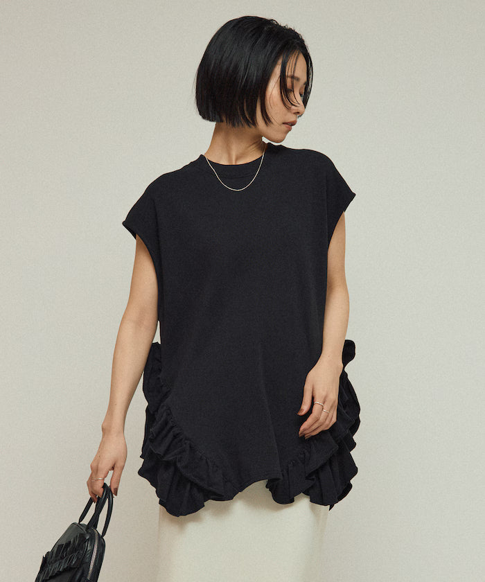 Organic Cotton Frill Hem Top / Relaxed Fit / French Terry Sweat / Best