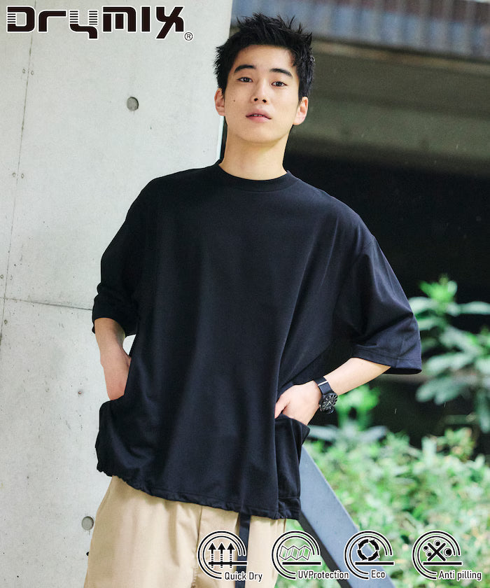 Limited Edition Drymix(R) Drymix Relaxed Fit Side Pocket T-Shirt Quick-Dry UV Cut - Black