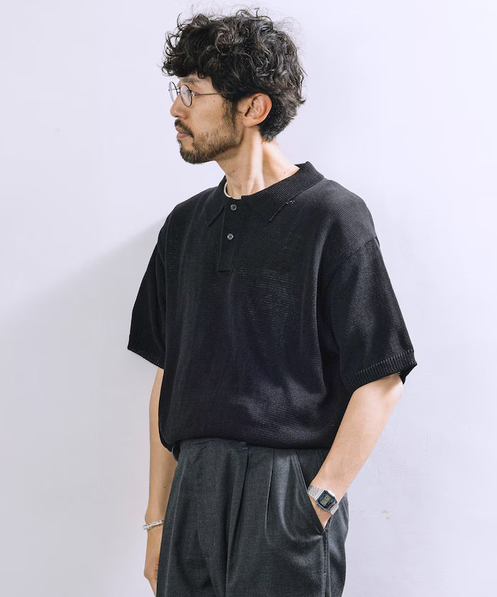 Relaxed Fit Short Sleeve Summer Knit Polo Shirt / Short Sleeve Knit Polo