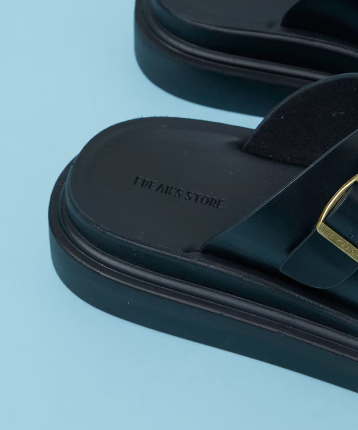Double Monk Strap Leather Slide Sandals / Platform Sole [23~28cm] 【Limited Edition】