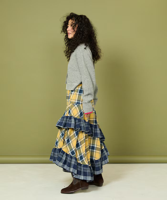 Nell Check Asymmetrical Frill Skirt