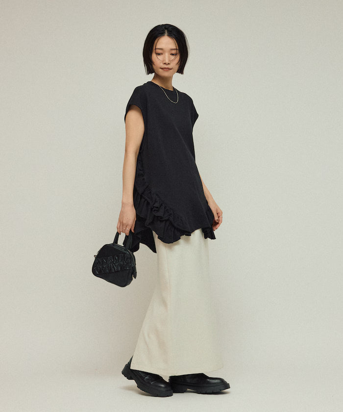 Organic Cotton Frill Hem Top / Relaxed Fit / French Terry Sweat / Best