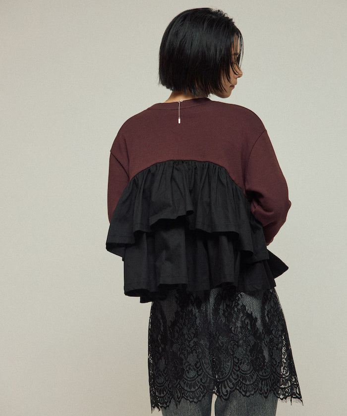 Organic Cotton Docking Frill Sweat / Relaxed Fit / Backed Sweat