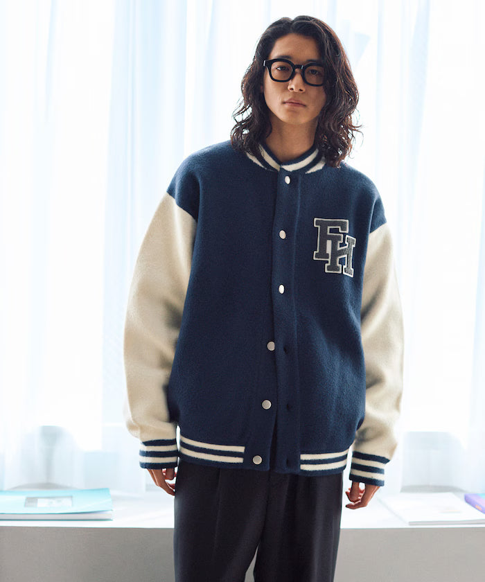 Relaxed Fit Logo Knit Varsity Jacket