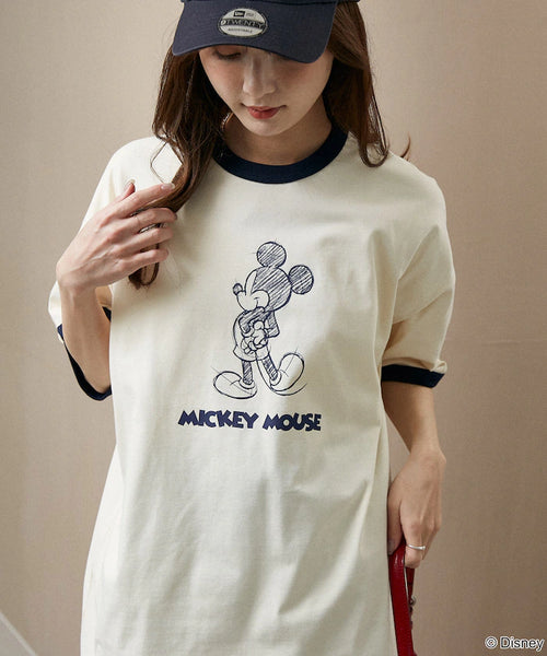<Functional Material>Mickey Mouse/Sketch Ringer T-Shirt Limited Edition
