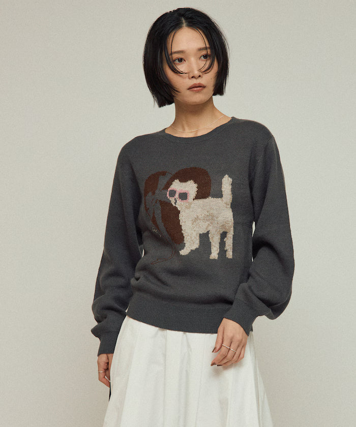 Sweat-like Animal Jacquard Knit