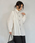 Box Stacked Balloon Sleeve Long Sleeve Shirt - White