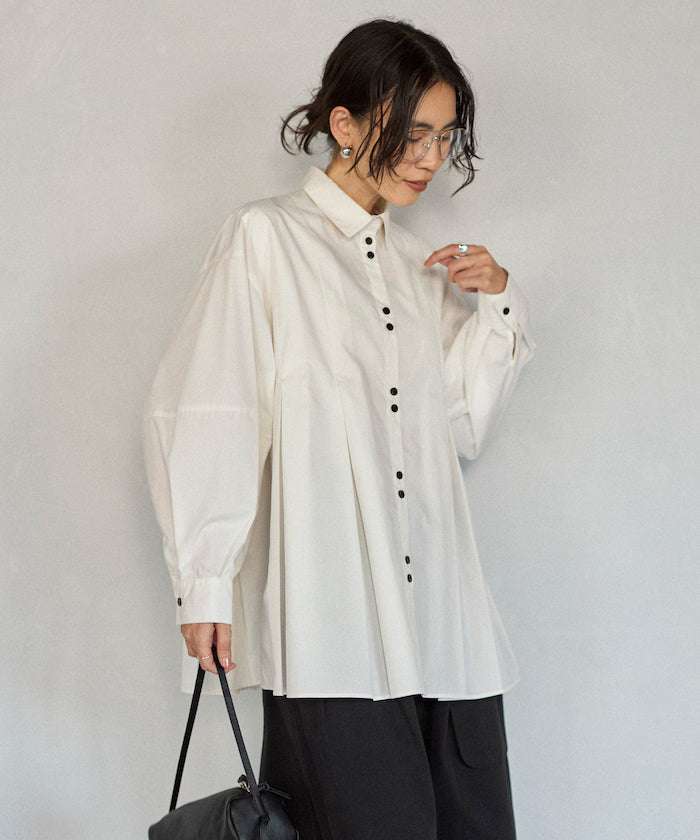 Box Stacked Balloon Sleeve Long Sleeve Shirt - White