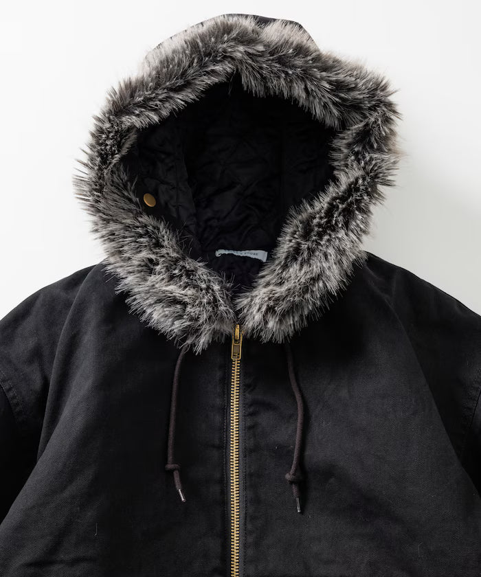 2way fake fur zip-up padded hooded jacket with detachable fur