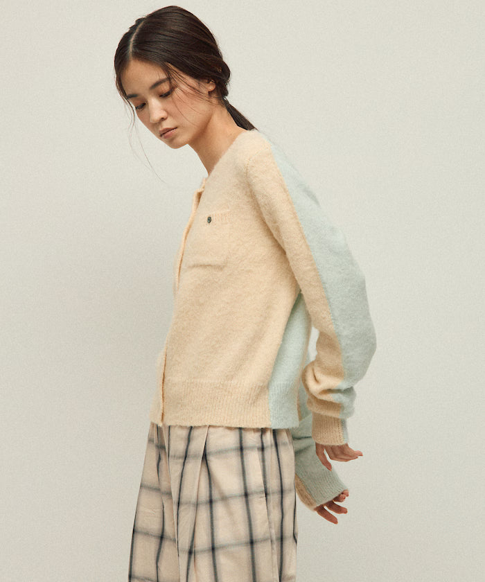 Alpaca Blend Bicolor Knit Cardigan