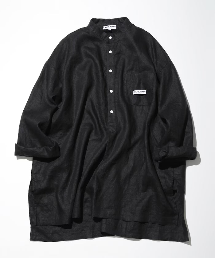 Linen Pullover Shirt - Black