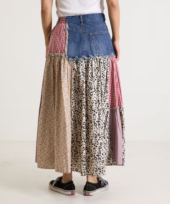 Flower & Check Docking Skirt