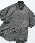 Big Silhouette Damage Processing Regular Color S/S Shirt/Check/Stripe/Fade Processing [Limited Edition] - Black Check