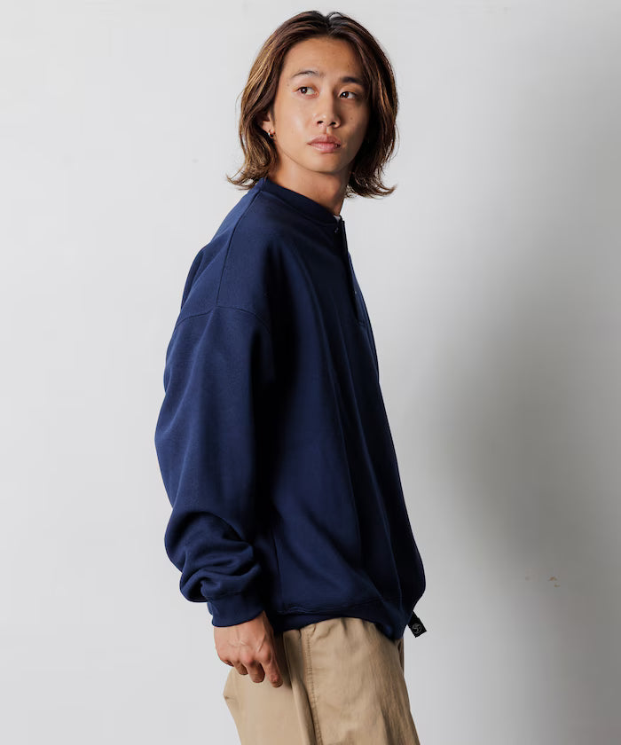 Big Silhouette Henley Neck Sweat Pullover [Limited Edition]