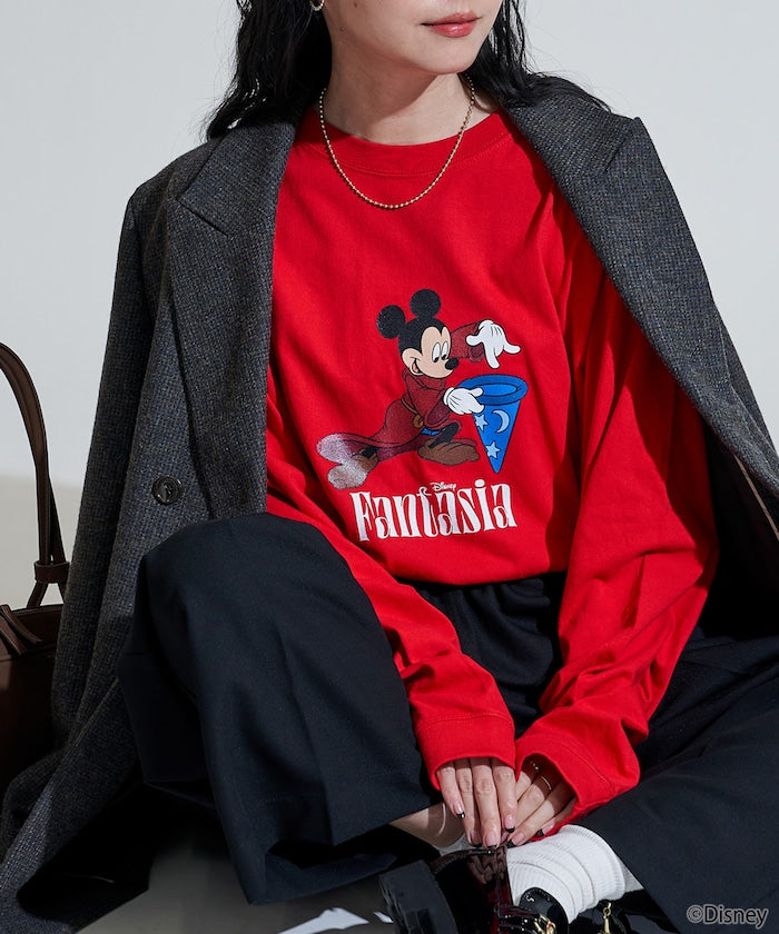 [DISNEY FANTASIA] Big Front Print Long T - Red
