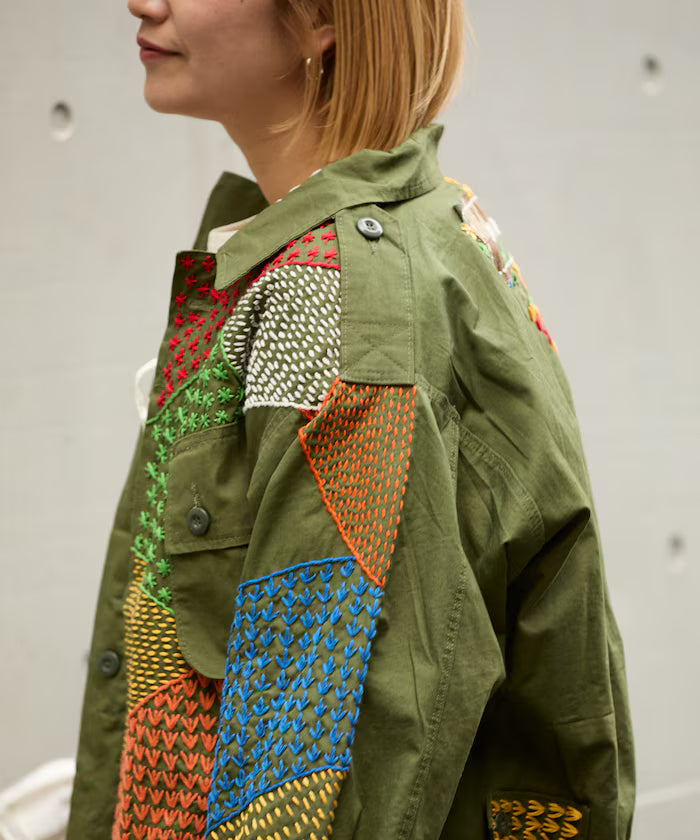 Vintage Hand-Stitch Remake Military Shirt Plain