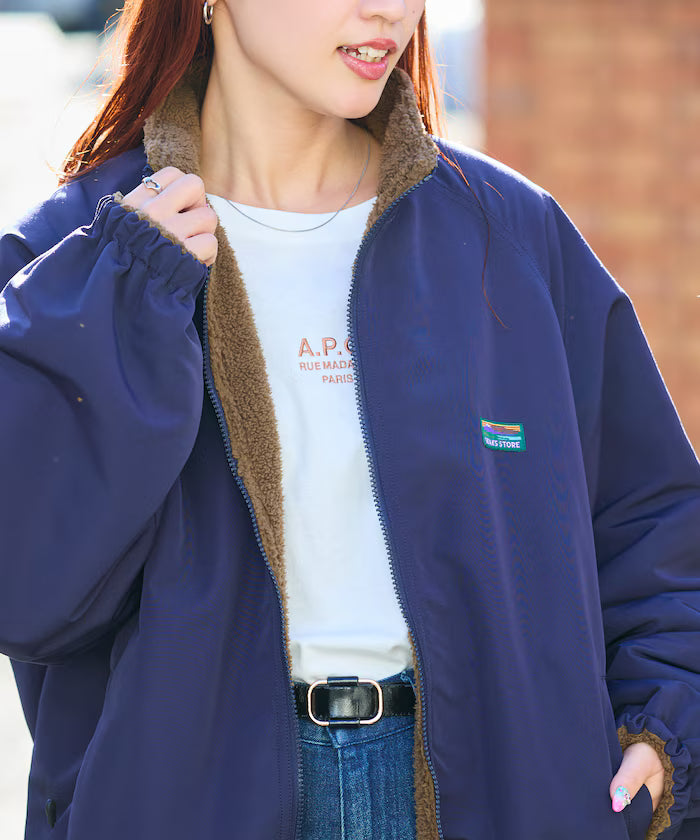Relaxed Fit Nylon Fleece Reversible Stand Blouson [Limited Edition]